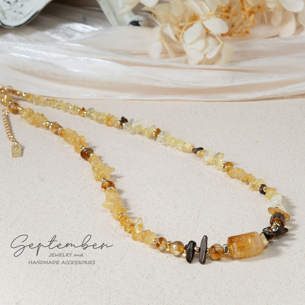 Citrine, Tiger Eye, and Mookaite Necklace - September Jewelry